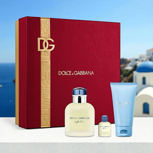 DOLCE GABBANA LIGHT BLUE POUR HOMME EDT GIFT SET 75ML EDT 4.5ML  SG 50ML