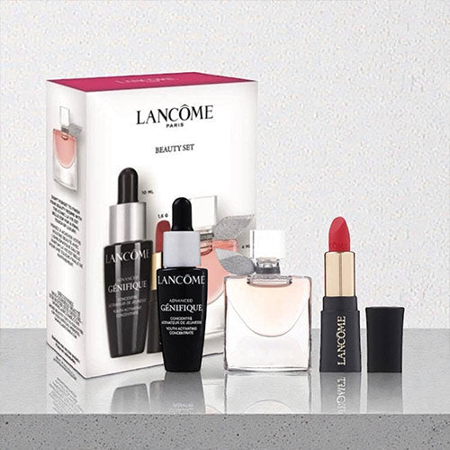 LANCOME BEAUTY SET LA VIE EST BELLE 4ML + GENIFIQUE 10ML + LIPSTICK 1.6G