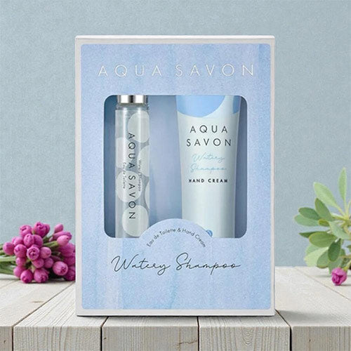 AQUA SAVON WATERLY SHAMPOO SET 2PCS EDT 15ML HAND CREAM 45G